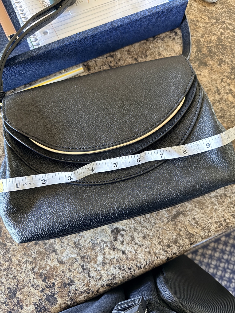 Lauren Conrad LC Black Pebbled Crossbody Purse Classic Every Day Bag - Picture 7 of 9